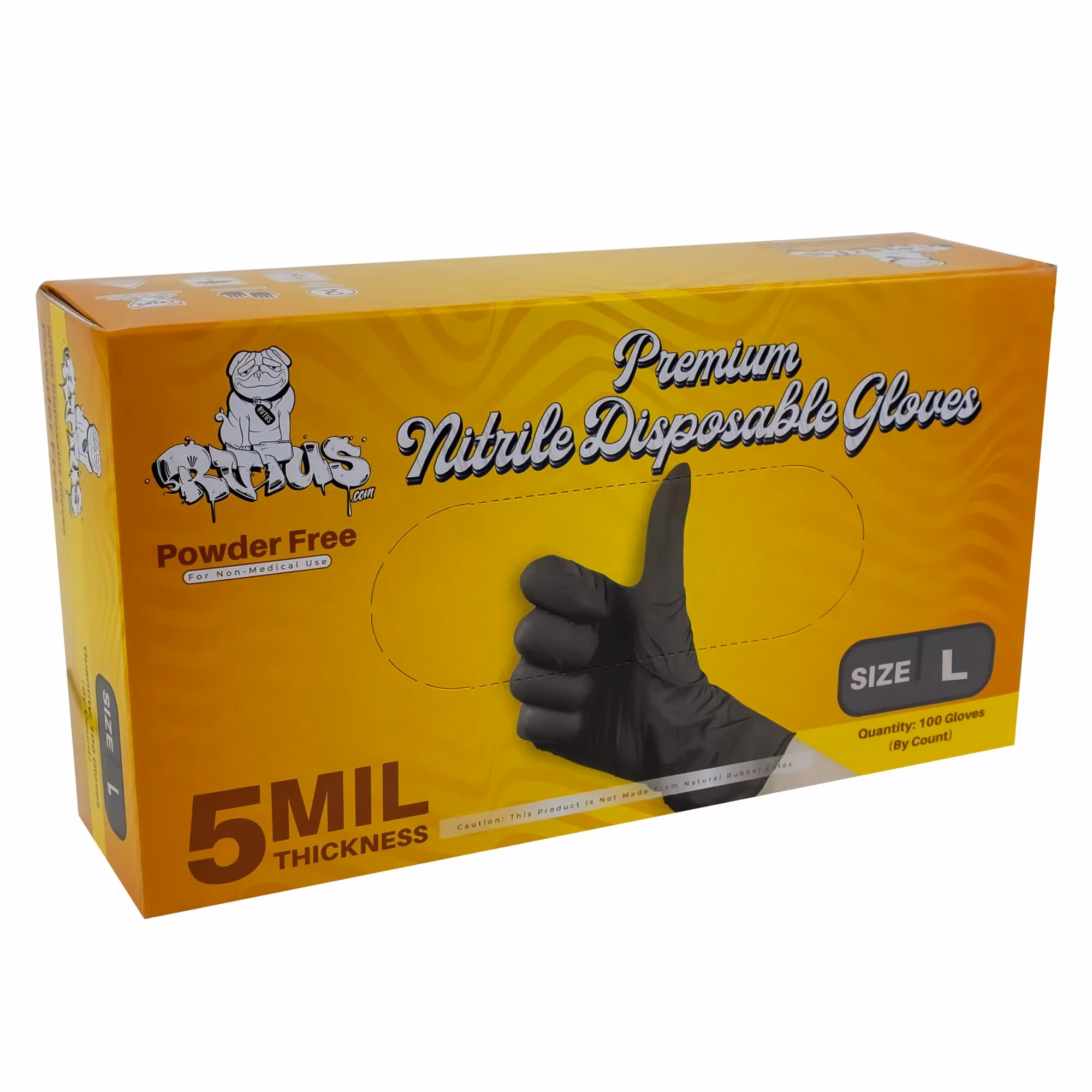 5ML Nitrile Disposable Gloves – Black – Latex Free – Large - Box